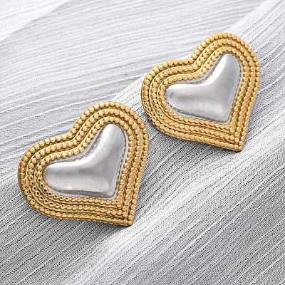 304 Stainless Steel Two Tone Stud Earrings EJEW-Z109-05GP-01-1