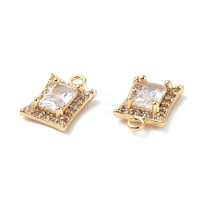 Brass Micro Pave Clear Cubic Zirconia Charms KK-E068-VF224-1
