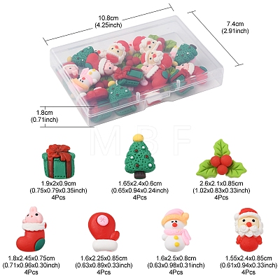 28Pcs 7 Styles Christmas Theme Opaque Resin Cabochons CRES-FS0001-08-1