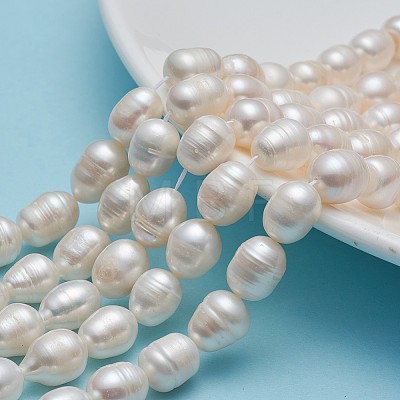 Natural Cultured Freshwater Pearl Beads Strands Rice A23TR011-1