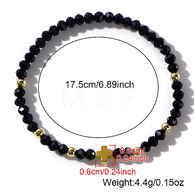 Glass & Brass Beads Stretch Bracelets for Women NO6494-1-1