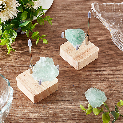 Square Wooden Crystal Rock Display Easels with Iron Holder ODIS-WH0038-28A-P-1