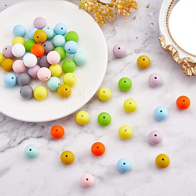 100Pcs Silicone Beads 15mm Round Silicone Bead Bulk Colorful Silicone Bead Kit for Keychain Jewelry DIY Crafts Making JX305A-1