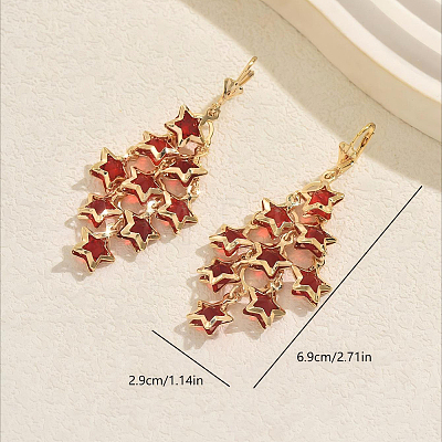 Star Brass & Glass Tassel Hoop Earrings OD1871-1-1