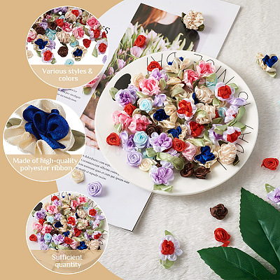  Jewelry 10 Style Polyester Imitation Flower Ornamenrt Accessories DIY-PJ0001-33-1