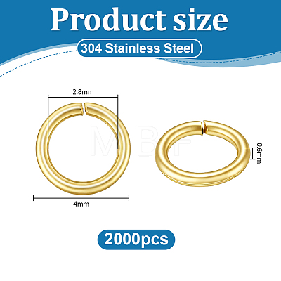 2000Pcs 304 Stainless Steel Open Jump Rings STAS-PH0007-63-1