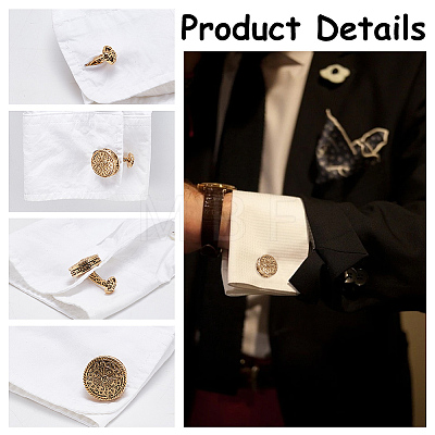 WADORN 1 Pair Brass Cufflinks for Men FIND-WR0010-99AG-1