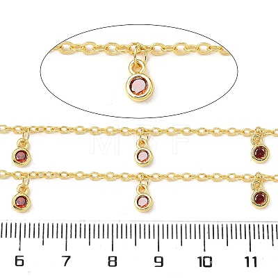 Brass Cubic Zirconia Cable Chains CHC-H112-02G-05-1
