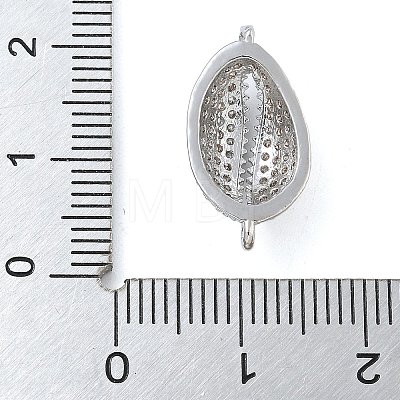 Rack Plating Brass Micro Pave Clear Cubic Zirconia Shell Shaped Connector Charms KK-A234-078P-1