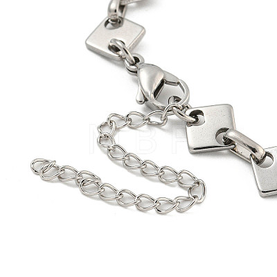 304 Stainless Steel Rhombus Link Chains Bracelets for Men & Women BJEW-D042-02P-1
