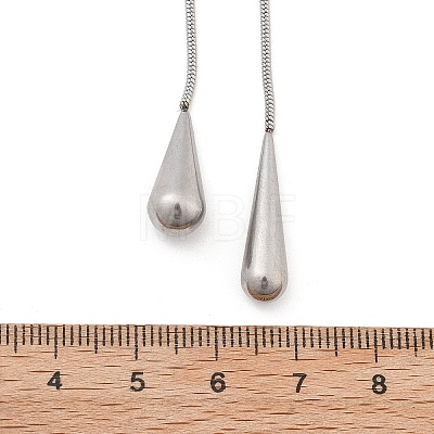 304 Stainless Steel Snake Chain Lariat Necklaces with Teardrop Ends NJEW-D300-02P-1