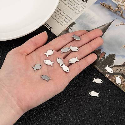 Tarnish Resistant 304 Stainless Steel Fish Charms LS-STAS-M037-08-1