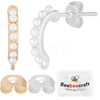 12Pcs 2 Styles Brass Stud Earring Findings KK-BBC0028-22-1