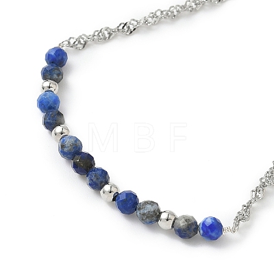 Natural Lapis Lazuli Beads Link Bracelets BJEW-JB11835-03-1