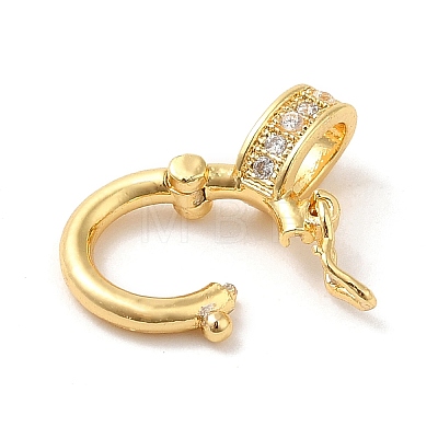 Brass Micro Pave Clear Cubic Zirconia Twister Clasps KK-Q772-14G-1
