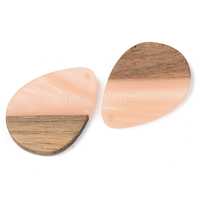 Opaque Resin & Walnut Wood Pendants RESI-S389-010A-C02-1