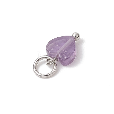 Natural Mixed Gemstone Heart Charms PALLOY-JF04905-02-1