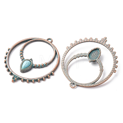 Alloy with Synthetic Turquoise Pendants FIND-B055-01D-1