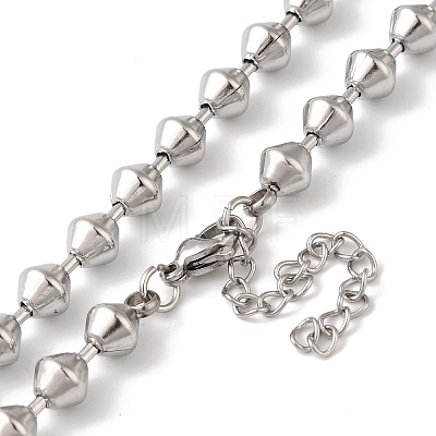 304 Stainless Steel Rhombus Beads Necklace for Women NJEW-B107-03P-1