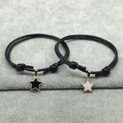 2Pcs Alloy Enamel Star Charm Couple Bracelets FS-WG0DE5C-01-1