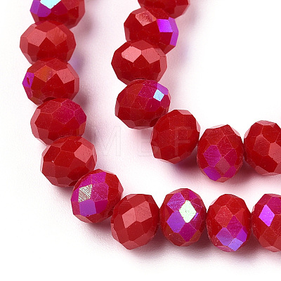 Electroplate Opaque Solid Color Glass Beads Strands EGLA-A034-P8mm-L21-1