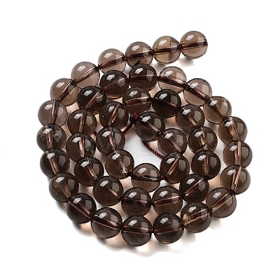 Natural Smoky Quartz Round Beads Strands X-G-E329-8mm-38A-1