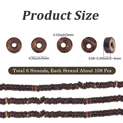 6 Strands Dyed Natural Coconut Disc Bead Strands COCB-SC0001-02A-1