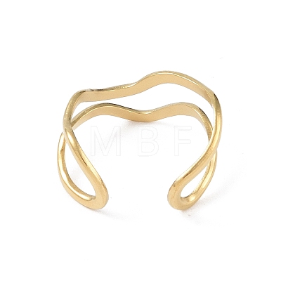 12Pcs Ion Plating(IP) 304 Stainless Steel Wave Open Cuff Rings for Women RJEW-G312-07G-1