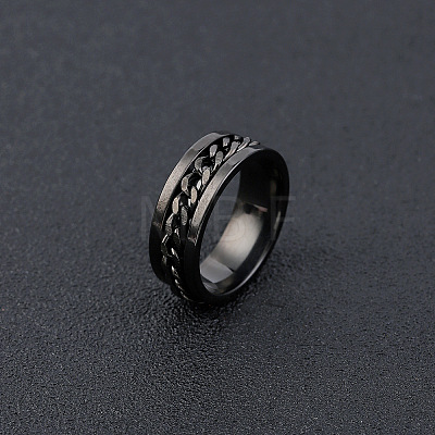 304 Stainless Steel Rotatable Chain Finger Rings for Men FS-WG60CA3-38-1