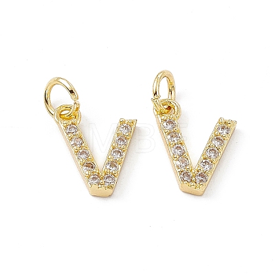 Real 18K Gold Plated Brass Micro Pave Clear Cubic Zirconia Charms KK-E068-VB452-V-1