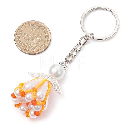 Glass Seed Bead with Acrylic Angel Keychain KEYC-MZ00026-02-1