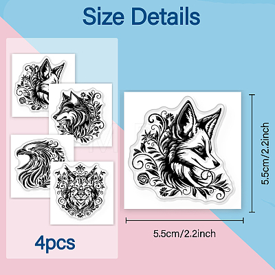 4Pcs 4 Styles PVC Stamp DIY-WH0487-0054-1