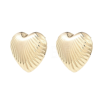 Brass Heart Ear Studs for Women EJEW-P268-06G-1