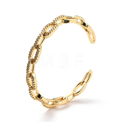 Spling Cable Chain-shaped Cubic Zirconia Cuff Bangle BJEW-D448-08G-RS-1