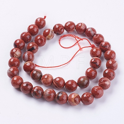 Natural Red Jasper Beads Strands G-G542-10mm-15-1