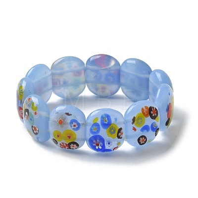 Handmade Millefiori Lampwork Beaded Stretch Bracelets for Men Women BJEW-G738-01B-05-1