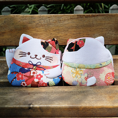 Polyester Lucky Cat Wallets PAAG-PW0015-01-1