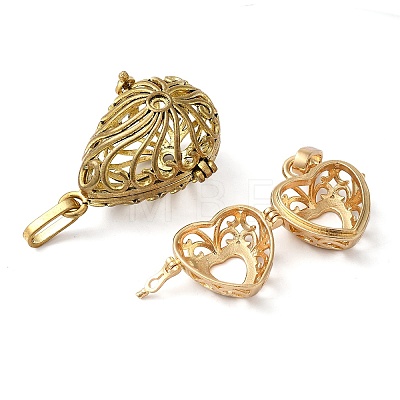 Brass Bead Cage Pendants KK-XCP0001-83-1