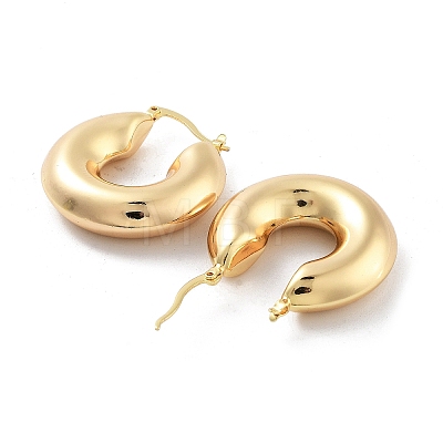 Brass Plain Hoop Earrings EJEW-H301-04G-02-1