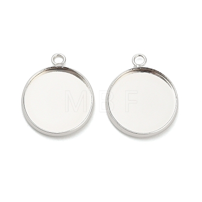 Flat Round Brass Pendant Cabochon Settings X-KK-A276-10S-1