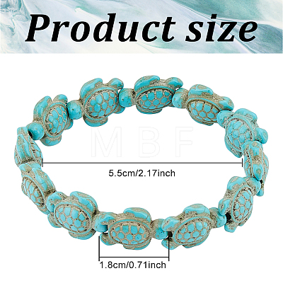 4Pcs 4 Colors Synthetic Turquoise Tortoise Beaded Stretch Bracelets Set for Women BJEW-AN0001-26-1