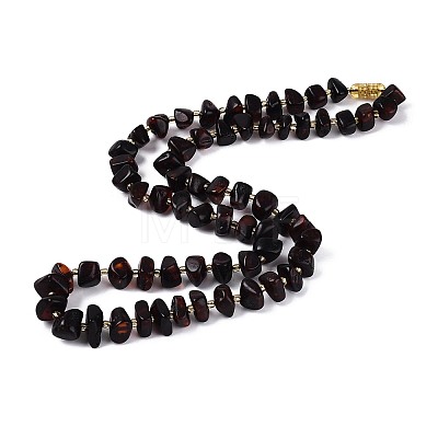 Natural Amber Nuggets Graduated Beaded Necklaces NJEW-T019-05-1