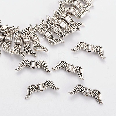 Wing Tibetan Style Alloy Beads Strands TIBEB-D039-01AS-LF-1