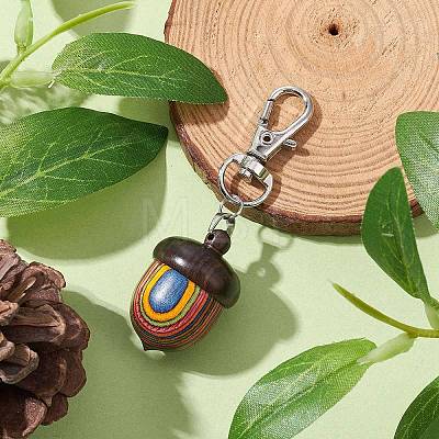 Spray Painted Wooden Acorn Box Pendant Decoration HJEW-JM02261-1