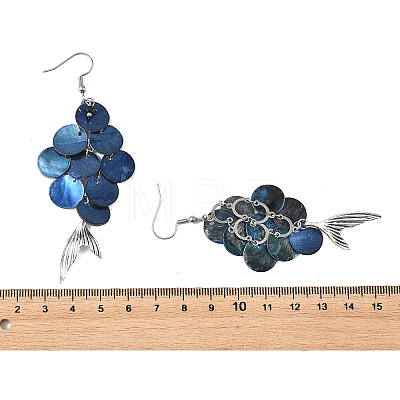 Glass & Natural Akoya Shell Dangle Earrings for Women EJEW-JE07498-1