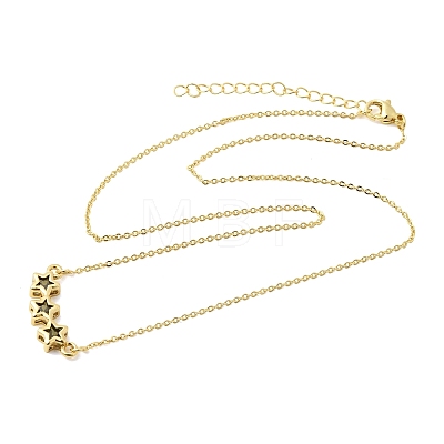 Brass Glass Triple Star Pendant Necklaces KK-CBAB173-03G-02-1