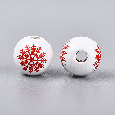 Christmas Spray Painted Schima Wood Beads WOOD-T032-35J-1