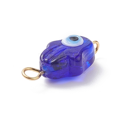 Handmade Evil Eye Lampwork Connector Charms PALLOY-JF02052-1