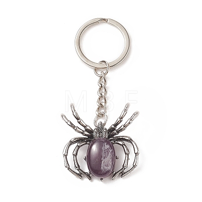 Spider Natural Amethyst Pendant Keychain KEYC-C015-01B-1