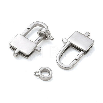 Brass Padlock Lobster Claw Clasp KK-CBA50B0-03P-1